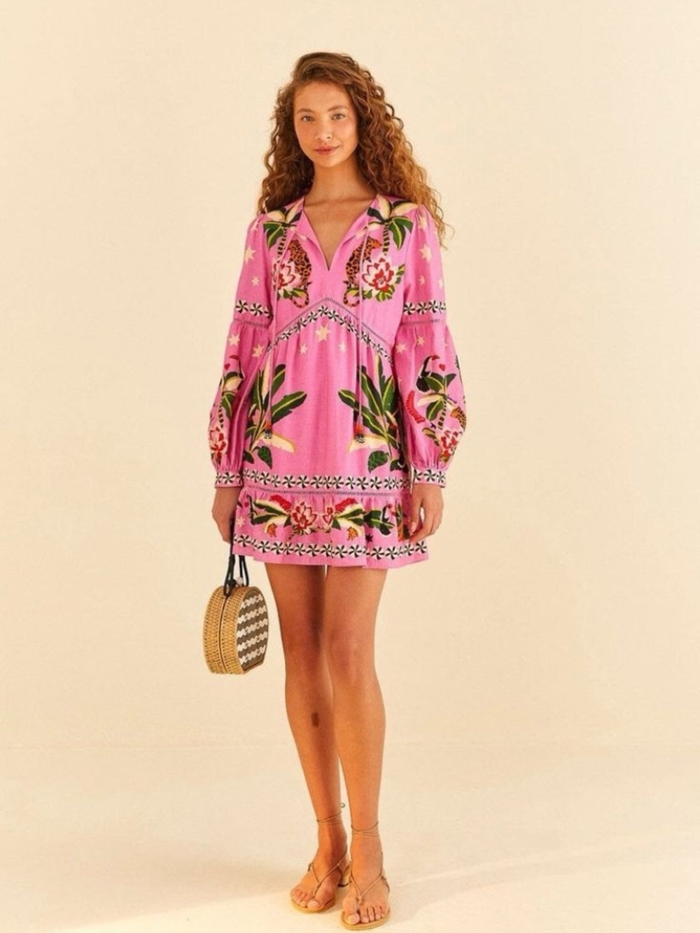 FARM Rio Pink Long Sleeve Dress (Size XS)